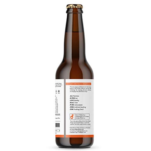 Image of Zoh Probiotics Ginger Lemon Water Kefir | Tea with Living Probiotics, detoxifying acids, and digestive enzymes. Raw, unfiltered, and unpasteurized with Mother. Made with Organic Ginger Lemon, Amla & Tulsi (330 ml, Pack of 6)