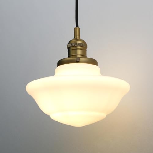 Pathson XLUS1153X Modern Pendant Light With Milk White Glass, Vintage Ceiling Pendant Lighting Adjustable Textile Cord, Frosted Ceiling Fixture Lamp thumb #7