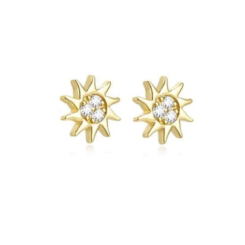 Dainty Sun Mini Stud Earrings for Women 925 Sterling Silver Crystal Cubic Zirconia Cartilage Tragus...