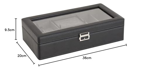 Image of House of Quirk Watch, Jewelry Box Organizer Storage Chests Trays Lockable Travel Case for Women Girls - Carbonfiber Black