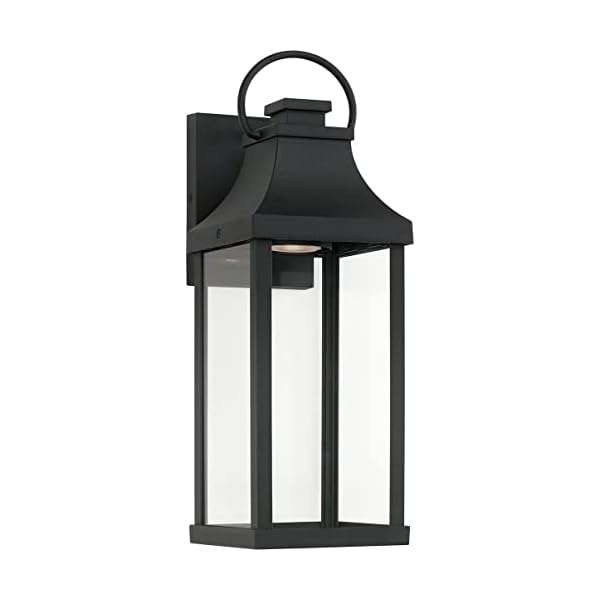 Capital lighting 946411bk gl bradford night sky clear glass rectangular outdoor wall lantern 1 light 7 watt 17 h x 6 w black  urban country home decor