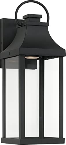 Capital Lighting 946411BK GL Bradford Night Sky Clear Glass Rectangular Outdoor Wall Lantern 1 Light 7 Watt 17 H x 6 W Black