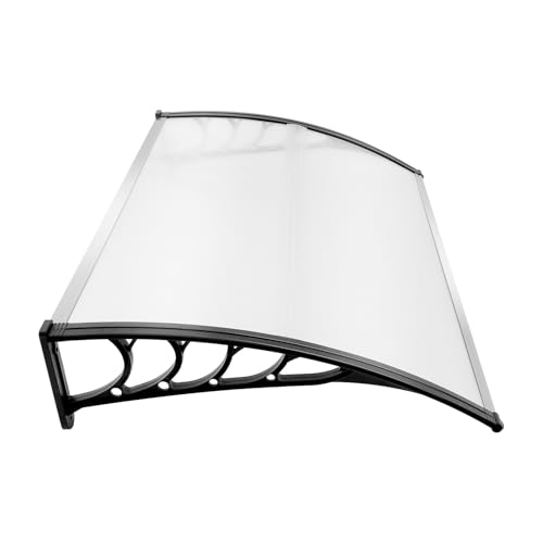 Marquesina para puerta de entrada 90 x 150 cm, resistente a la intemperie, toldo transparente para balcón, ventana, terraza y puerta de garaje, color negro