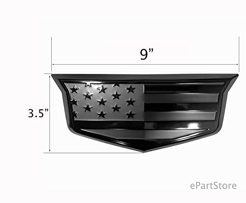 American Black Flag Aluminum Overlay Grille Front Tailgate Emblems Set for Escalade 2021-2022 (Black)