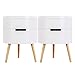 WOLTU TS50ws-2 Set di 2 Comodini Bianchi a 2 Ripiani Contenitore Rotondo Organizzatore da Letto Tavolino da Salotto in Legno