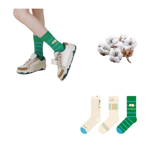 Cute Striped Cartoon Crew Socks - Girls Thin Sheer Summer - Breathable and Comfortable, Non-Slip, Moisture-Wicking