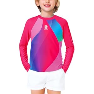 Remimi Boys Girls Long Sleeve Rash Guard UPF 50 Sun Protection Surf Swim Shirt 3-12 Years