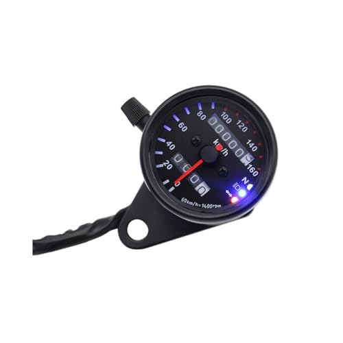 ゲージ オドメーター タコメーター 12VユニバーサルオートバイタコメーターオドメーターブルーLEDターンシグナルヘッドライトインジケーターバイクゲージデジタルダッシュ付き