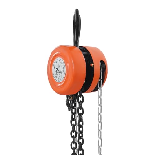 Paranco manuale a catena 1T/2T 3 m altezza di sollevamento, paranco a catena con catena da 6 mm, chiusura anti-inversa, gancio girevole a 360° e meccanismo di frenatura sicuro, paranco a mano per