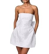 Fivsole Strapless Satin Mini Homecoming Dress for Teens 2024 Short Formal Cocktail Party Mini Dre...