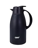 GiNT Stainless Steel Thermal Coffee Carafe, Double Walled Vacuum Water and Beverage Dispenser, 12 Hour Heat Retention, 65 OZ /1.9 Liter Black