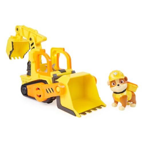 Rubble & Crew, Veicolo da lavoro di Rubble, Bulldozer giocattolo con parti mobili e personaggio da collezione, giocattoli per bambini dai 3 anni in su