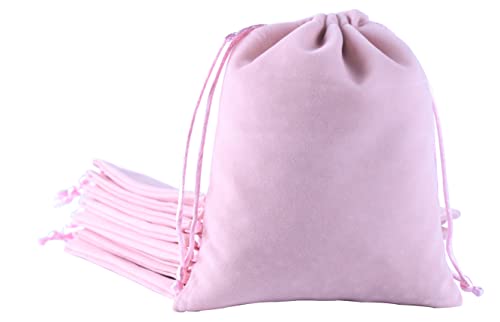 Sansam Large Velvet Drawstring Gift Bag – 10pcs Jewelry & Accessory Pouch for Bracelets, Necklaces & Gifts, Tarot Rune Bags, Purse Storage Bags, Pink