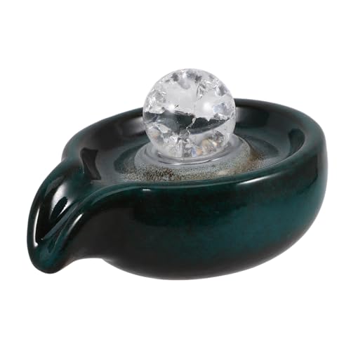 TOYANDONA Sortie de Fontaine Céramique Décorative Remplaçable pour Jardin Accessoire Cascade Eau avec Boule Vert Paon Unique pour Bassin et Fontaine Intérieur
