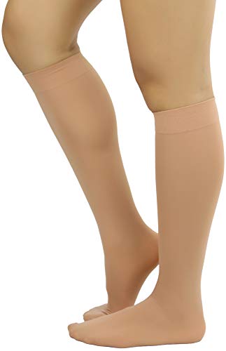 Image of ToBeInStyle Women's Opaque Knee High Nylon Fashion Socks Solid & w /Front Satin Bow