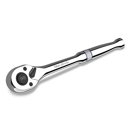 DURATECH 1/2-Inch Drive Ratchet, 90-Tooth Quick-release Ratchet Wrench, Reversible, Chrome Alloy Made, Full Polished, Stocking Stuffers for Men Women Gifts for Men Gifts for Women Gifts for 
