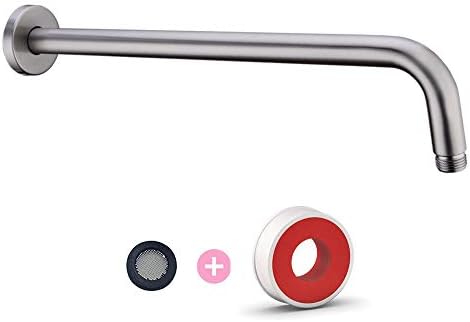 16 Inch Shower Extension Arm Brushed Nickel, 90 Degree Rain Shower Head Arm with Flange, Long Shower Arm for Fixed Shower Head, Wall Mounted Shower Head Extender