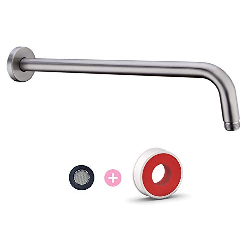 16 Inch Shower Extension Arm Brushed Nickel, 90 Degree Rain Shower Head Arm With Flange, Long Shower Arm For Fixed Shower Head, Wall Mounted Shower Head Extender #TOP3