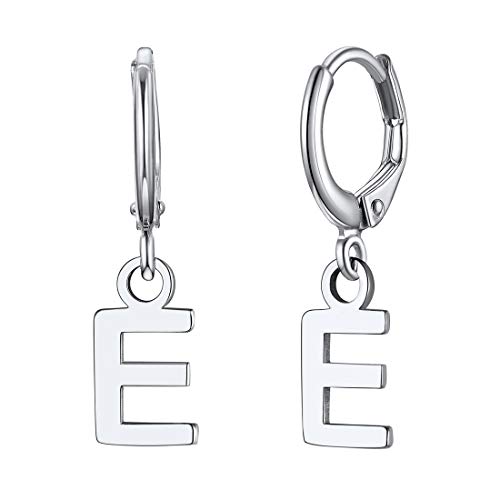 ChicSilver Initial Dangle Hoop Earrings for Women 925 Sterling Silver Personalized 26 Alphabet Letters Huggie Earrings