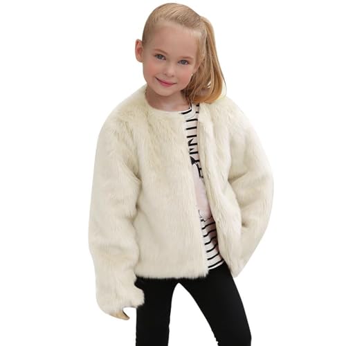 Moonker Baby Girls Faux Fur Coat Fuzzy Plush Cardigan Toddler Kids Winter Fleece Jacket Warm Outwear Windproof2