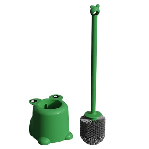 Image of Ipetboom Frog Toilet Brush with Long Handle and Holder Set Cute Bathroom Toilet Scrubber Brush for Home Office Deep Cleaning 19.7 Inch