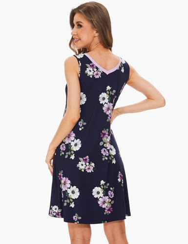 Image of GYS Cooling Bamboo Viscose Nightgowns for Women, Lightweight Sleeveless V Neck Sleep Shirt for Hot Sleepers, Soft Night dress