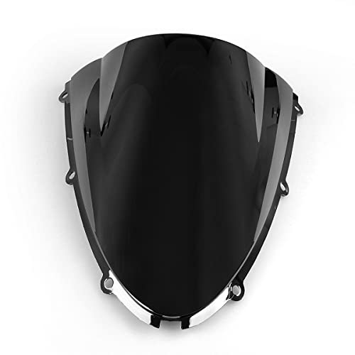 Areyourshop Windshield WindScreen Double Bubble for Kawasaki ZX6R 2005-2008, ZX10R 2006-2007 (Black)