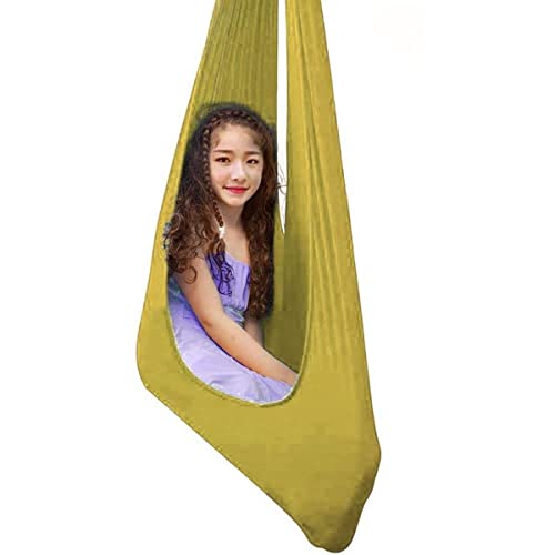 Swing Handapy Therapy Hammock Sensor Embrasse Swing Convient à l'autisme, Adhd, Asperger (Color : Gold, Size : 100x280CM/39x110in) Cover