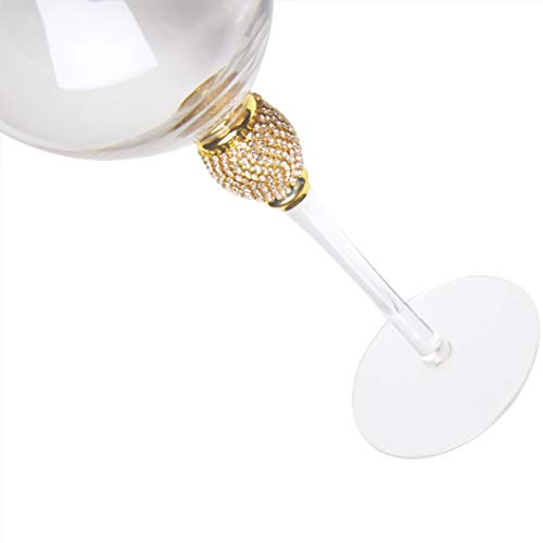 Berkware Set Of 6 Wine Glasses - Luxurious And Elegant Sparkling Studded Long Stem Red Wine Glass With Gold Rim #TOP3