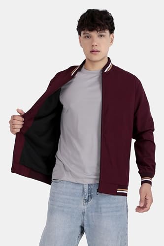 Image of Celary Men's Bomber Jacket Polyester Standard Length | Lightweight Casual Zip-Up Jacket | Stylish Slim Fit Outerwear for All Seasons