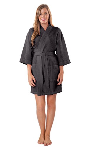 Image of Turquaz Lightweight Short Robes For Women Waffle Kimono Bathrobe - Soft, Fast-Drying, Long-Lasting Cotton Blend