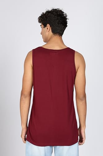 Image of Men's Black Tank Top, 100% Combed Cotton, Regular Fit, Sleeveless Gym Workout Vest with Logo