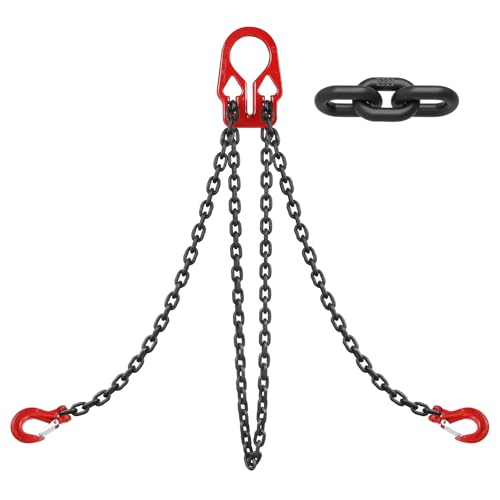 Heavy Duty Lifting Chain with Adjustable Hooks 5/16 x 10 Ft 7000 lbs WLL