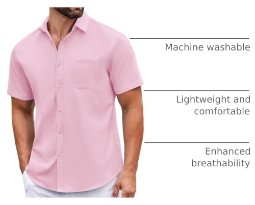 Image of COOFANDY Mens Short Sleeve Casual Button Down Shirts Summer Untucked Dress Shirts with Pocket