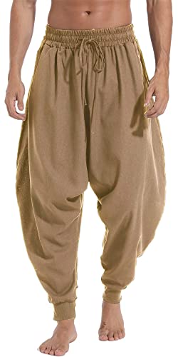 Mens Casual Harem Pants Baggy Elastic Drawstring Waist Aladdin Hippie Pant