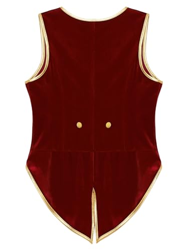 Boys Medieval Velvet Tailcoat Halloween Kids Steampunk Victorian Vintage V-Neck Tuxedo Vest4