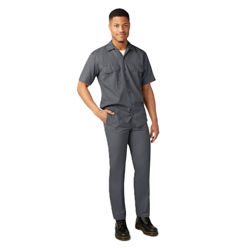 Image of Dickies Men's Short Sleeve Work Shirt - Durable Twill Button Down Shirts for Men, Lightweight Uniform for Daily Wear