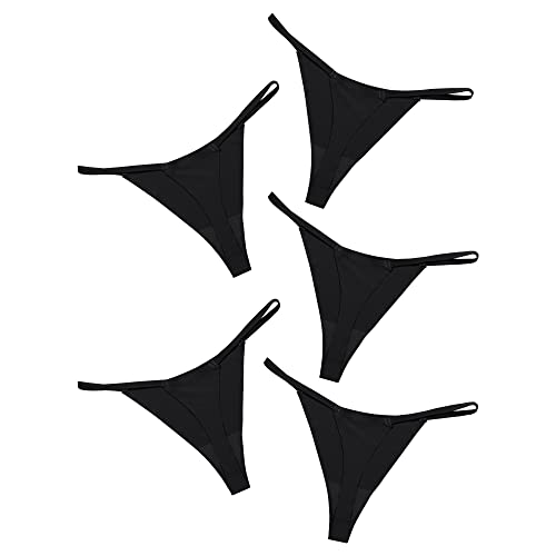 DEANGELMON Seamless G-string Thongs for Women - No Show Thong Underwear Low Rise Stretch Panties Workout Pack XX-Small Coffee - 8 Pack