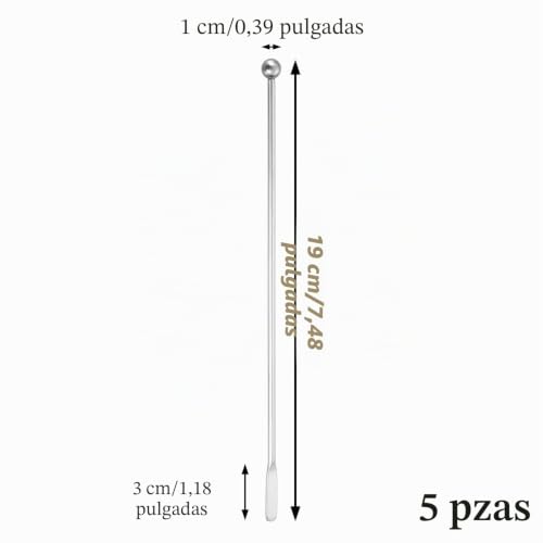 Miniatura 2 de Syeycw 5 Piezas Agitadores De Cócteles, 19cm Varillas Agitadoras De Bebidas De Café, Agitadores De Cócteles De Acero Inoxidable, Para Bares, Cafés, Bodas, Cumpleaños, Plata