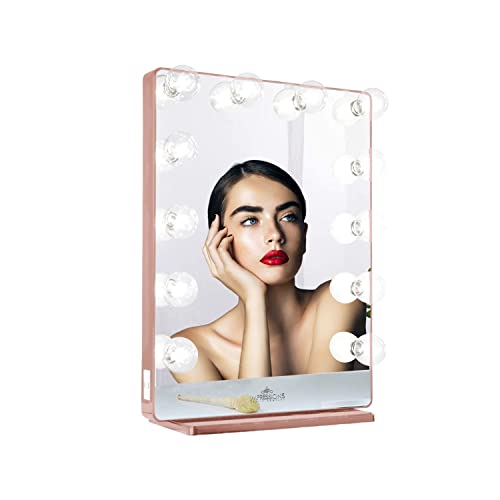 Impressions Hollywood Glow XL 2.0 Vanity Mirror with Lights and USB Charging Ports, Girls Vanity Mirror with 12 Clear LED Dimmable Bulbs, Rose Gold