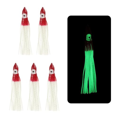 YELARXI jupe calmar peche lumineux 8cm, 5 pieces.