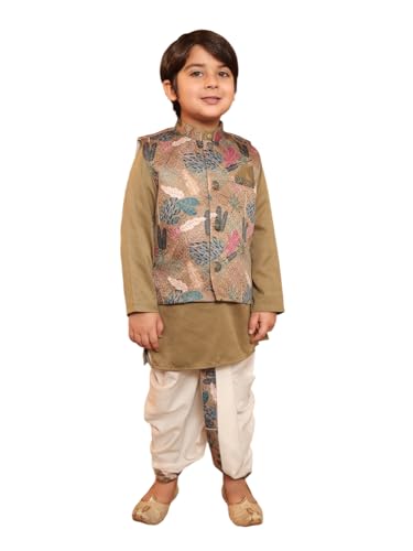 Image of AJ DEZINES Kids Ethnic Wear Kurta Waistcoat and Dhoti Pant for Boys