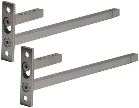 RAB F Type Glass Shelf Adjustable Bracket Square, Material Stainless Steel (Code:- F BKT Adjustable, 7.5 mm, 10 inch, Pack of 2 Pieces)