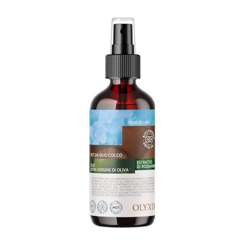 Benvolio Spray Biosynergie 250ml – Aceite de Lino, MCT de Coco, Aceite de Oliva Virgen Extra y Romero – Rico en Omega-3 – Bio – Cocina Keto & Belleza Natural