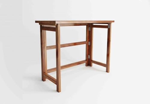Image of Study Table for Students | Wooden Study Desk Table for Adults | Solid Sheesham Wood Laptop Computer Table for Home (Walnut Finish)