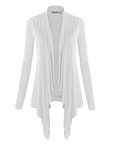 Image of Lock and Love Women's Draped Front Open Asymmetrical Cardigan - Casual Long Sleeve Lightweight Duster