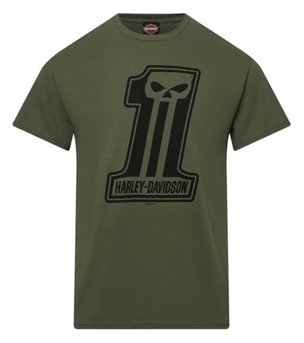 Harley-Davidson Men's Dark Trait Short Sleeve Crew-Neck T-Shirt, Military Green