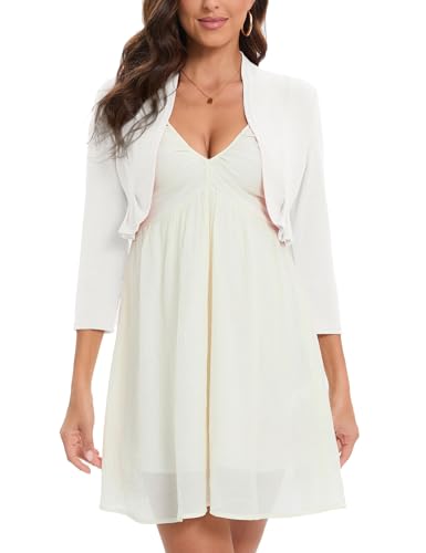 Hobrounn Bolero Damen Festlich 3/4 Ärmel Elegant Strickjacke Kurz Cardigan...