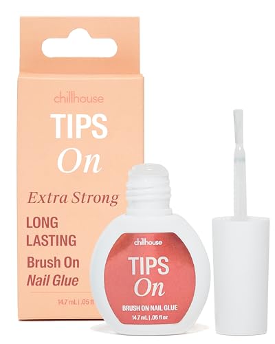 Chillhouse - Tips On, Brush on Nail Glue - Extra-Strong & Long-Lasting - Clean Brush Applicator - Glue for Press On Nails - Extra Long Hold - Easy to Use - Women Owned - Beauty & Self Care - .05 fl oz