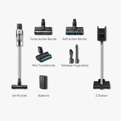 Samsung Jet 90 elite VS20R90G6R3/EG, Akku-Handstaubsauger, kabellos, beutellos, max. 200 W, wechselbarer 21.9V Li-Ion Akku, 0,8 Liter, ChroMetal Titan